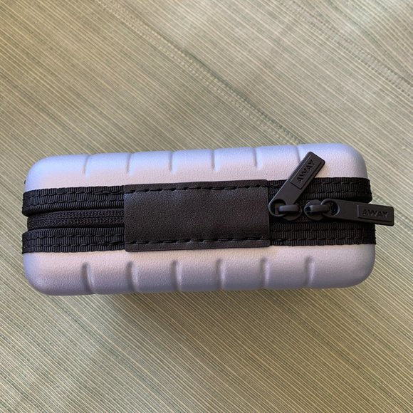 AWAY The mini small travel essential toiletry case hard zip around in SILVER - Picture 4 of 8